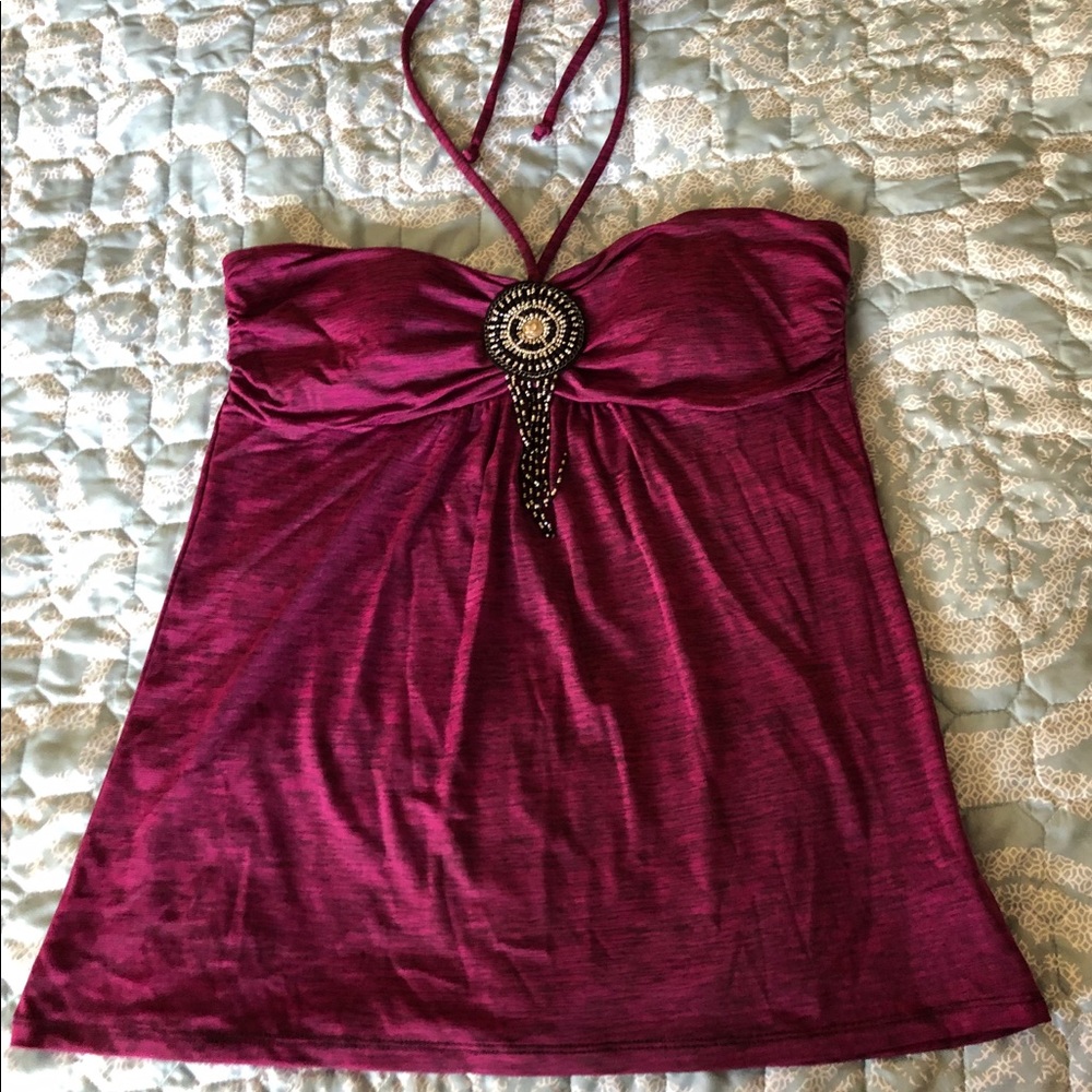 Halter top with beaded decoration
